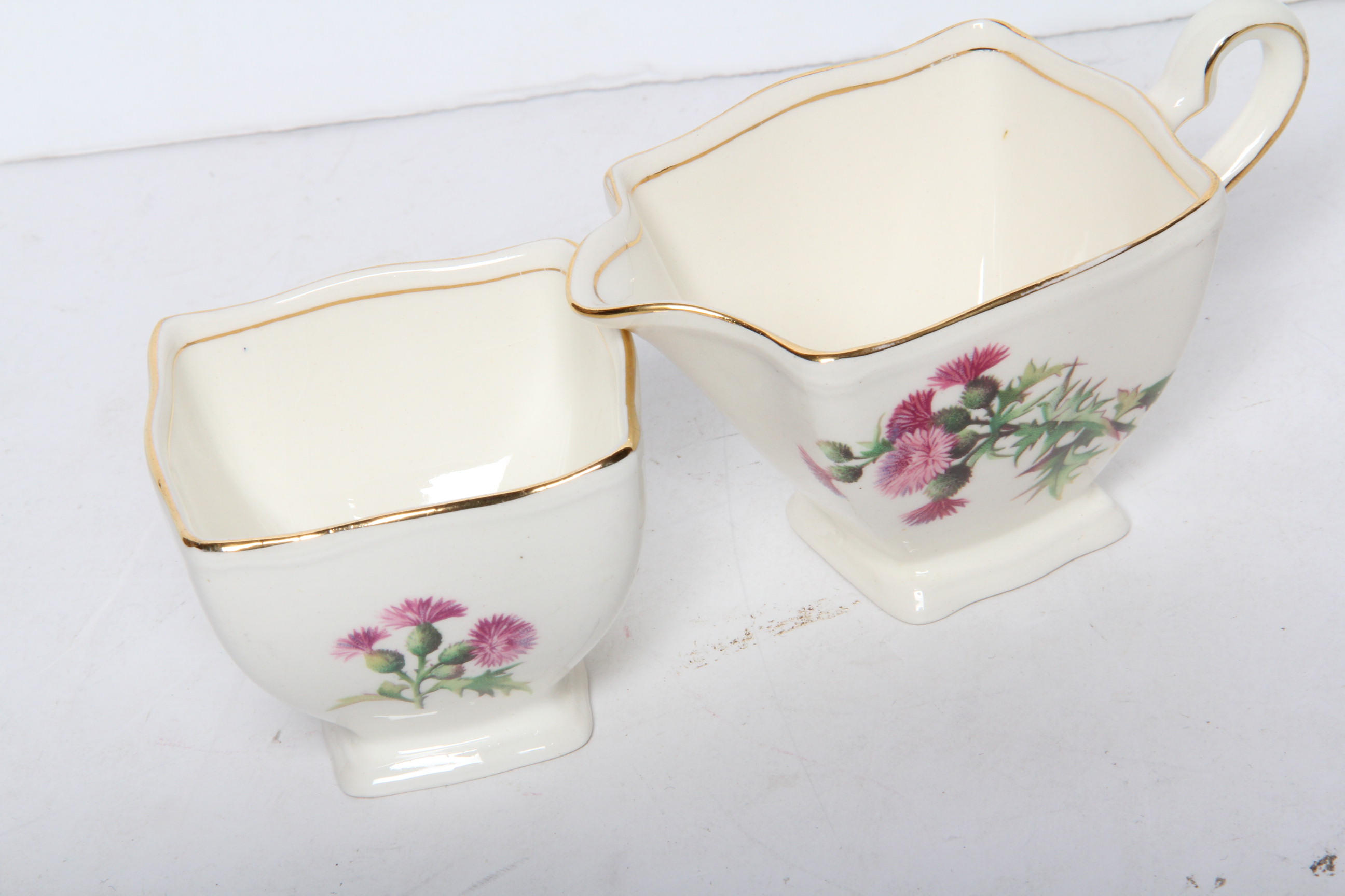 Thistle Motif China and Glass Assortment