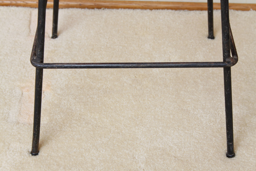 Trio of Oak and Metal Bar Stools