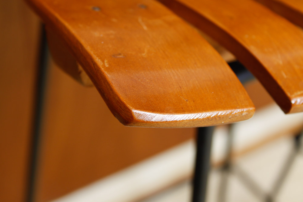 Trio of Oak and Metal Bar Stools