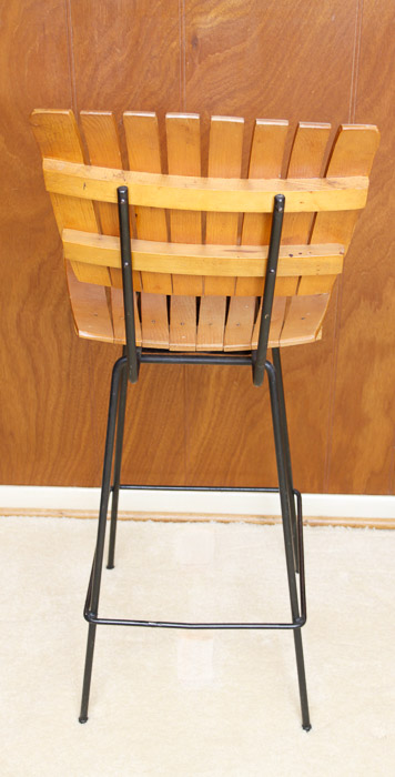 Trio of Oak and Metal Bar Stools