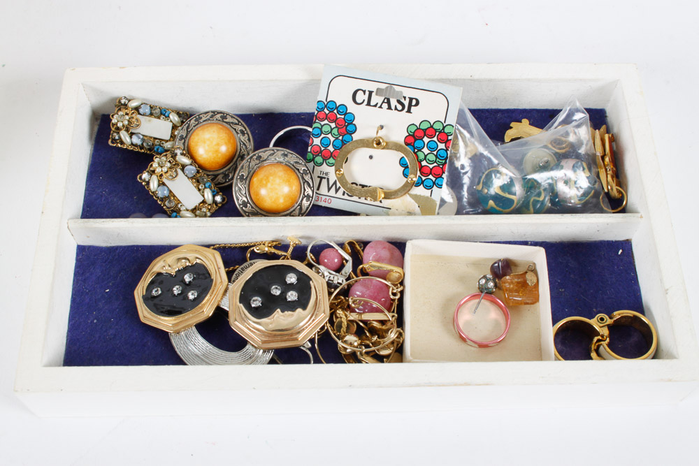Assorted Costume Jewelry and Box