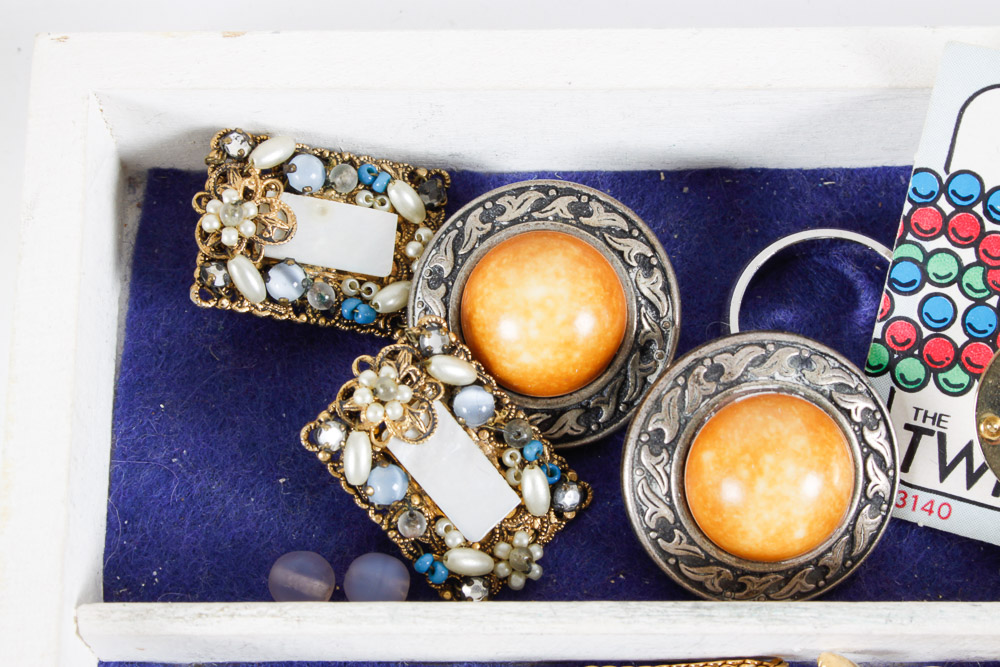 Assorted Costume Jewelry and Box