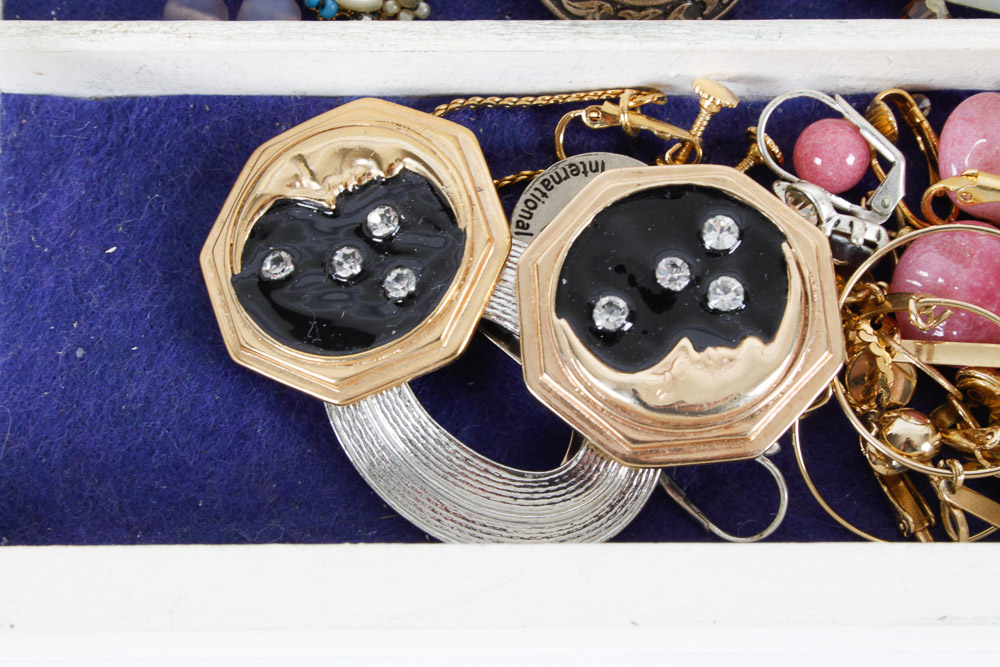 Assorted Costume Jewelry and Box