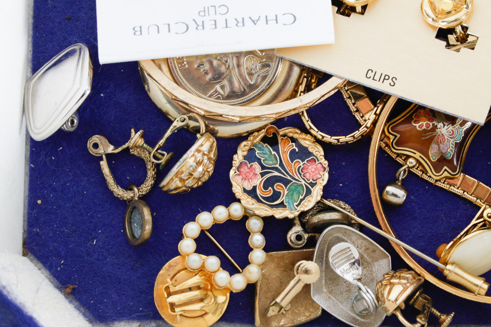 Assorted Costume Jewelry and Box