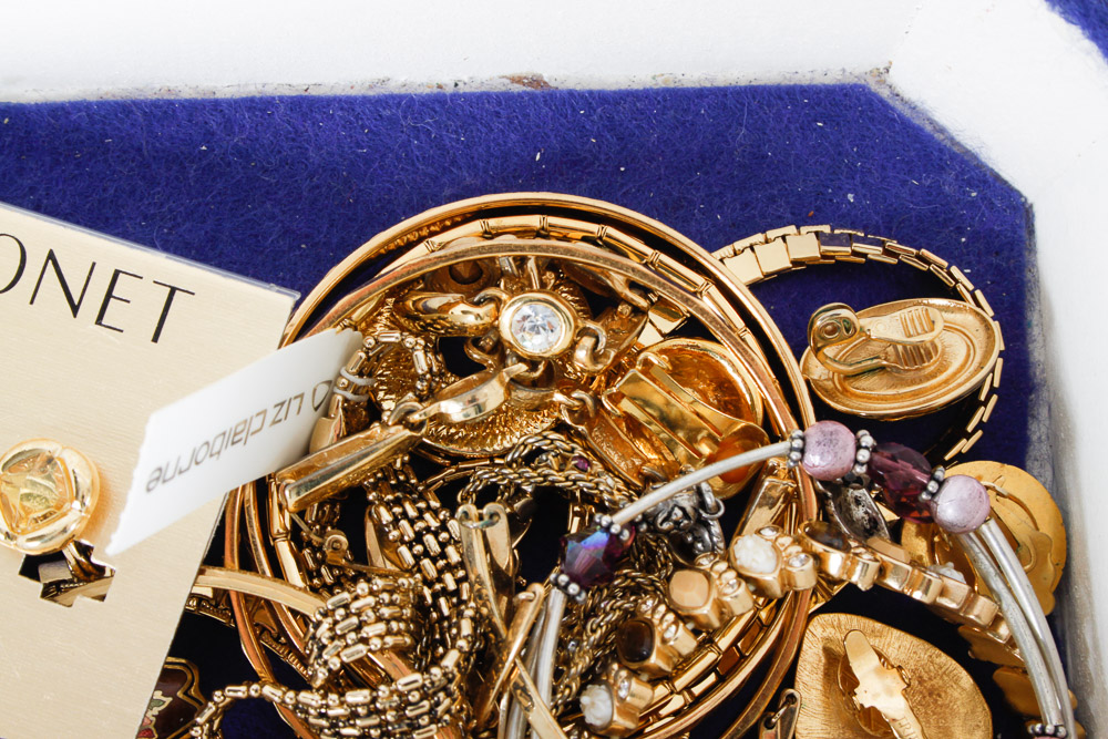 Assorted Costume Jewelry and Box