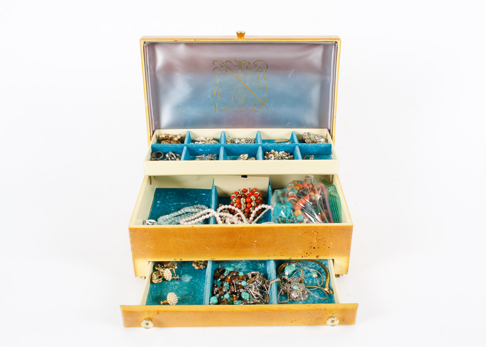 Vintage Costume Jewelry and Box
