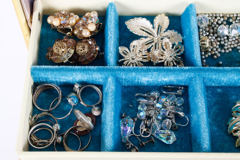 Vintage Costume Jewelry and Box