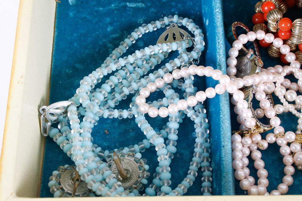 Vintage Costume Jewelry and Box