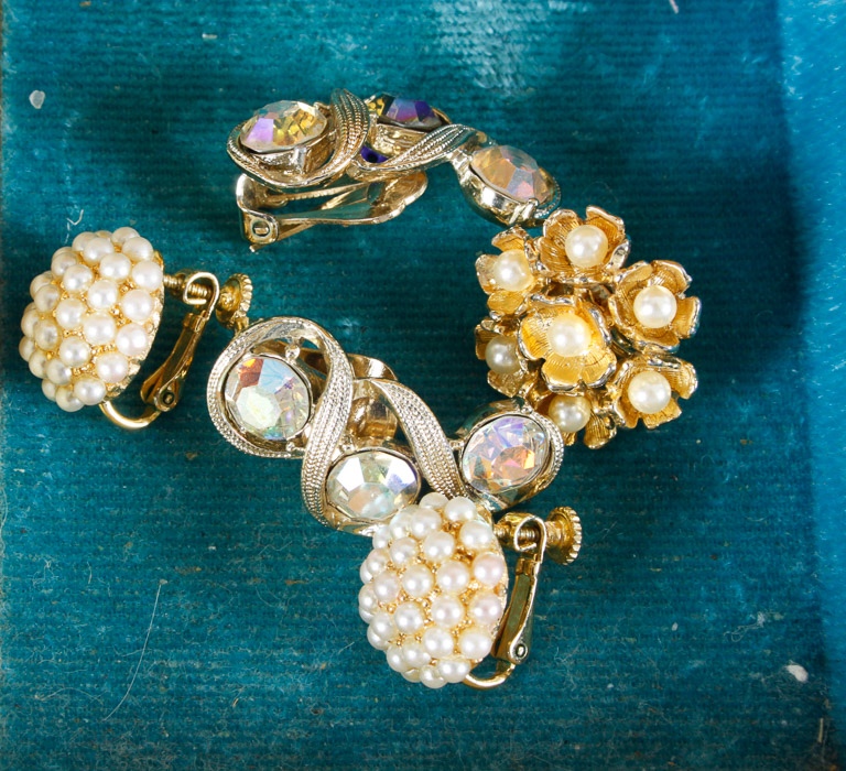 Vintage Costume Jewelry and Box