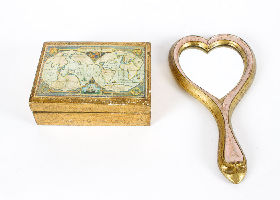 Italian Gesso Box and Hand Mirror