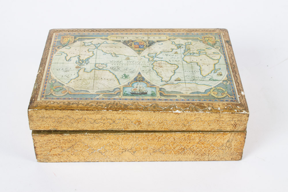 Italian Gesso Box and Hand Mirror