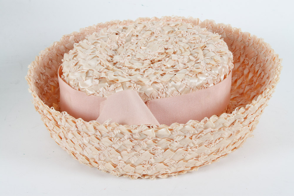 Two Pink Vintage Hats and Hat Box