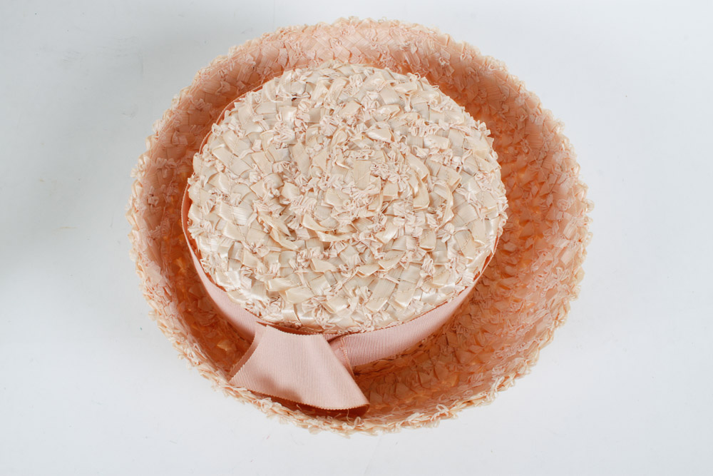 Two Pink Vintage Hats and Hat Box