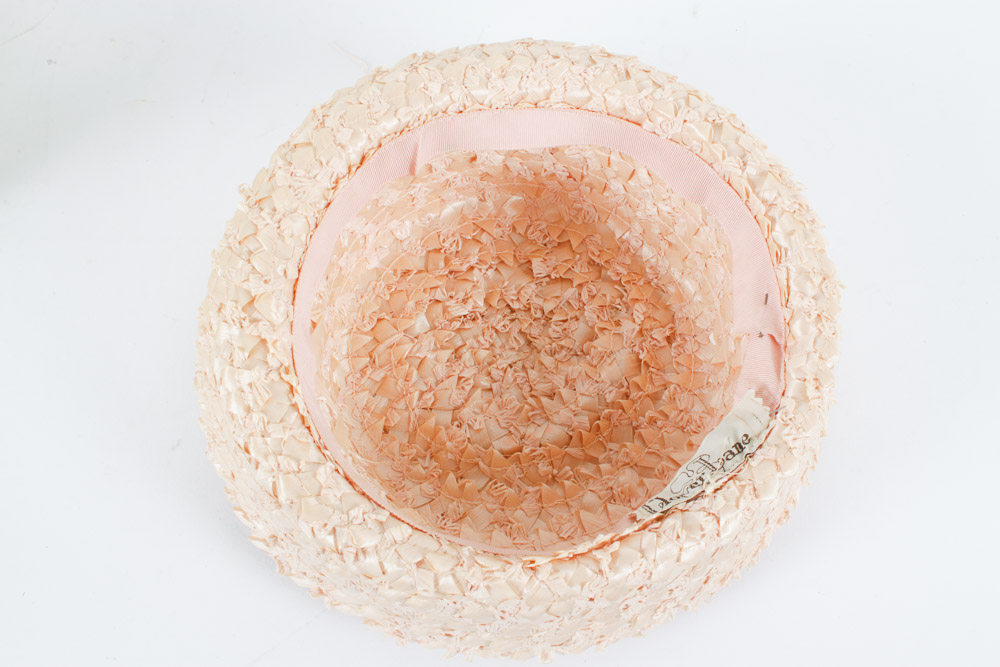 Two Pink Vintage Hats and Hat Box