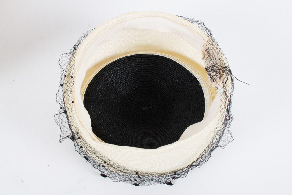 Two Vintage Pill Box Hats and Hat Box