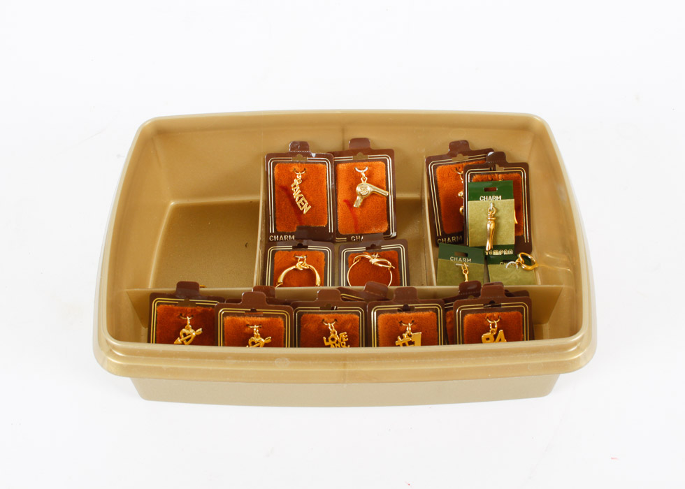 Gold Tone Charms and Charm Holders