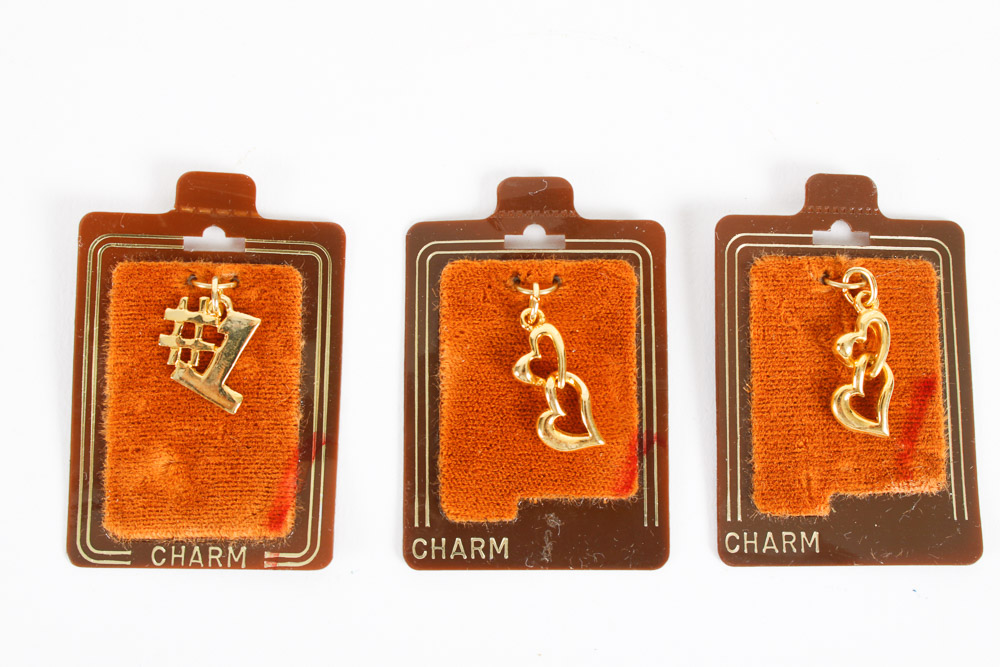 Gold Tone Charms and Charm Holders
