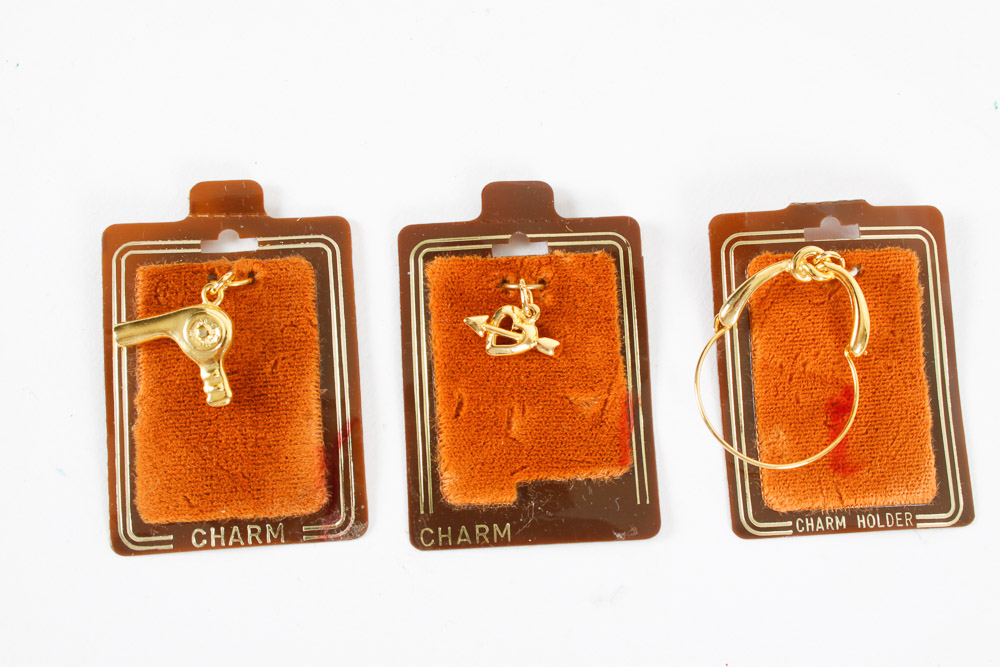 Gold Tone Charms and Charm Holders