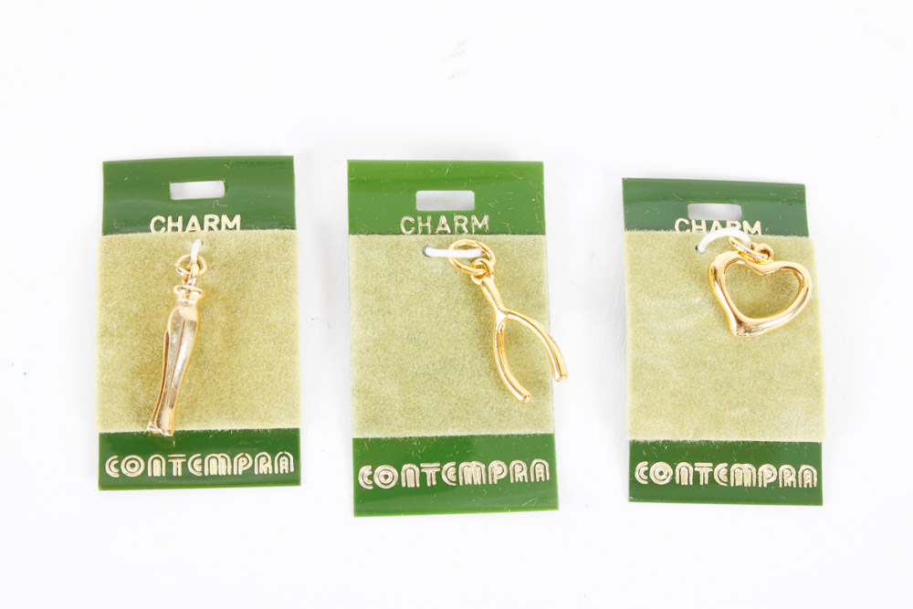 Gold Tone Charms and Charm Holders
