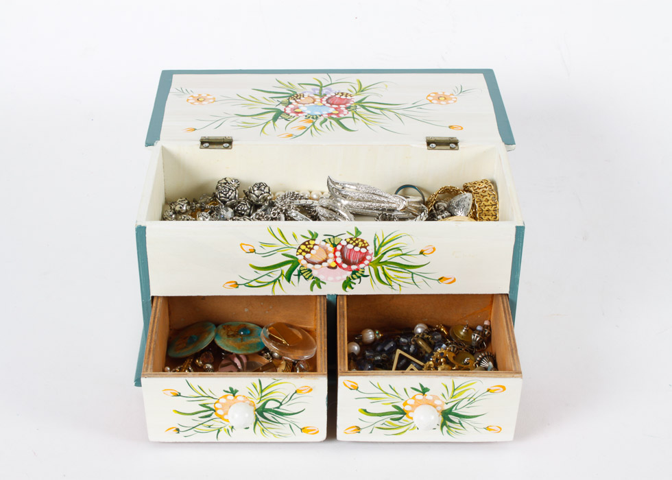 Costume Jewelry and Jewelry Box