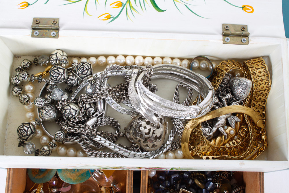 Costume Jewelry and Jewelry Box