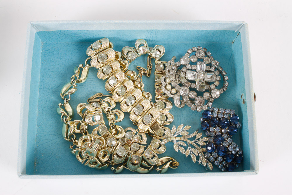 Vintage Costume Jewelry and Box