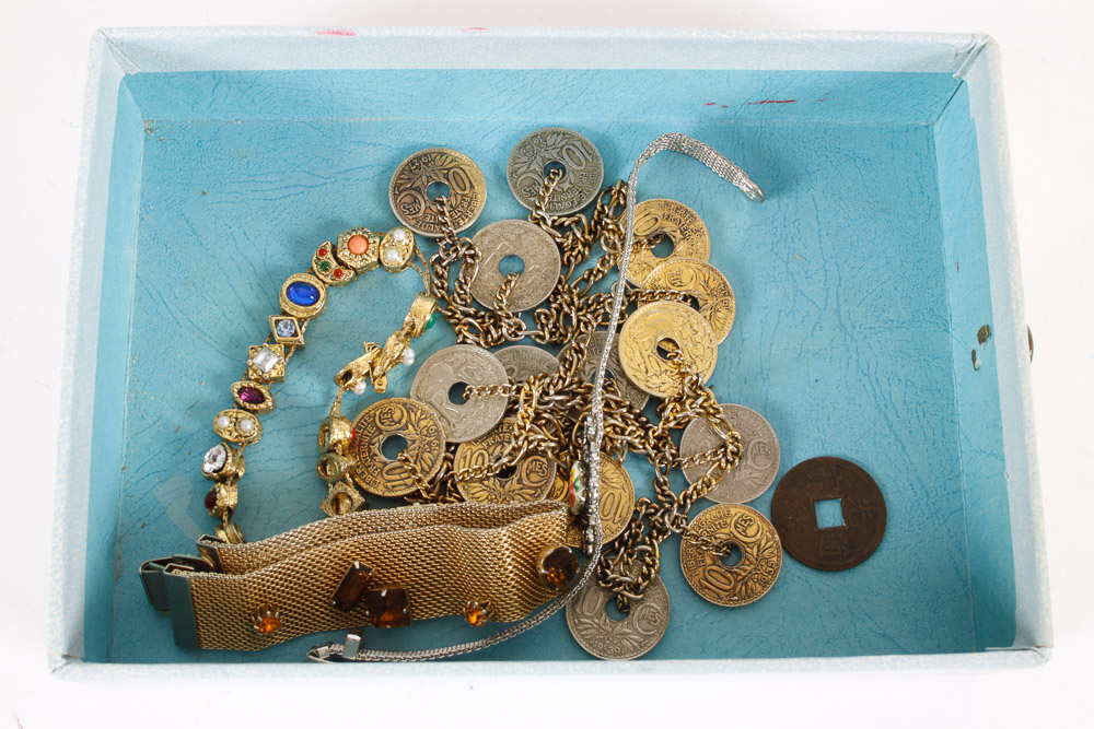 Vintage Costume Jewelry and Box