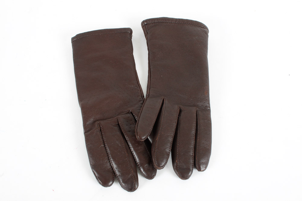 Cream and Brown Women's Gloves