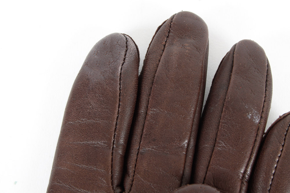 Cream and Brown Women's Gloves