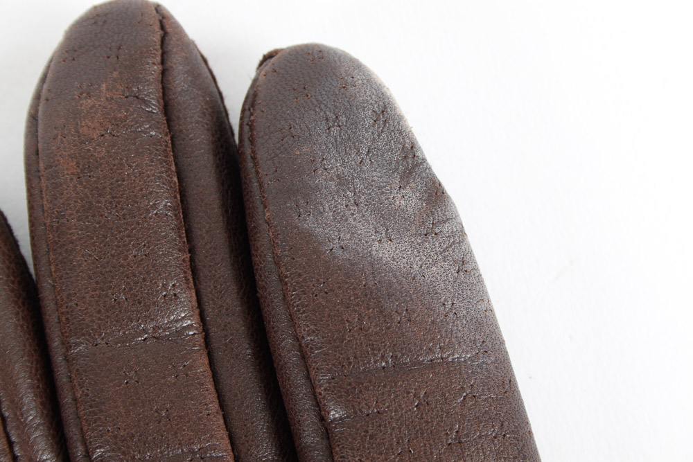 Cream and Brown Women's Gloves