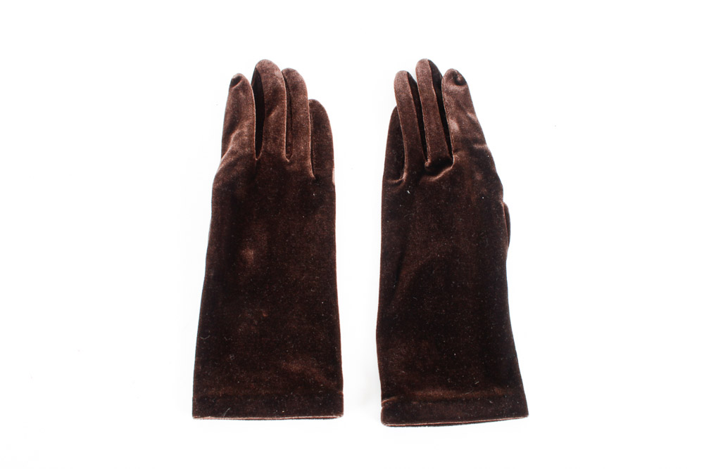 Cream and Brown Women's Gloves