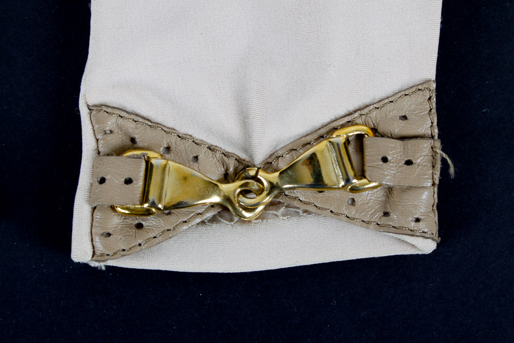 Cream and Brown Women's Gloves