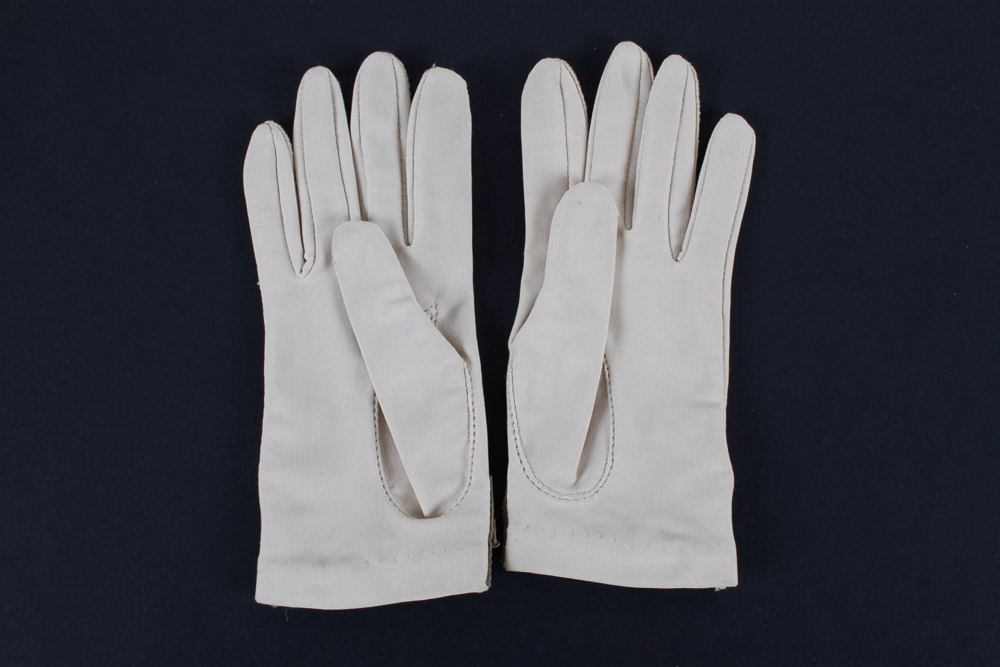 Cream and Brown Women's Gloves