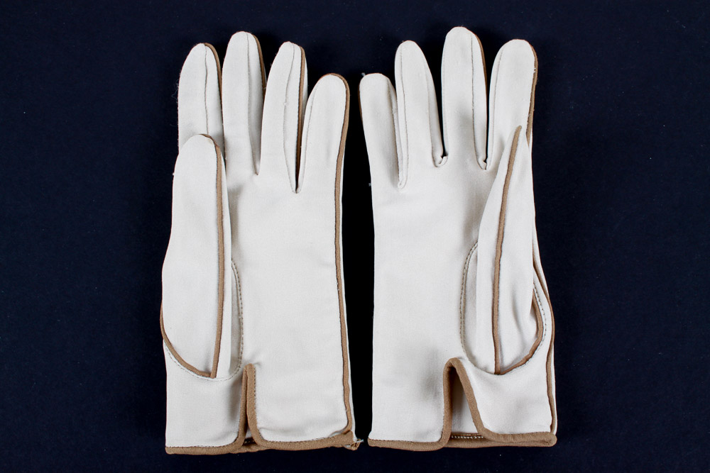 Cream and Brown Women's Gloves