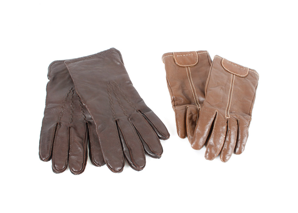 His and Hers Brown Leather Gloves