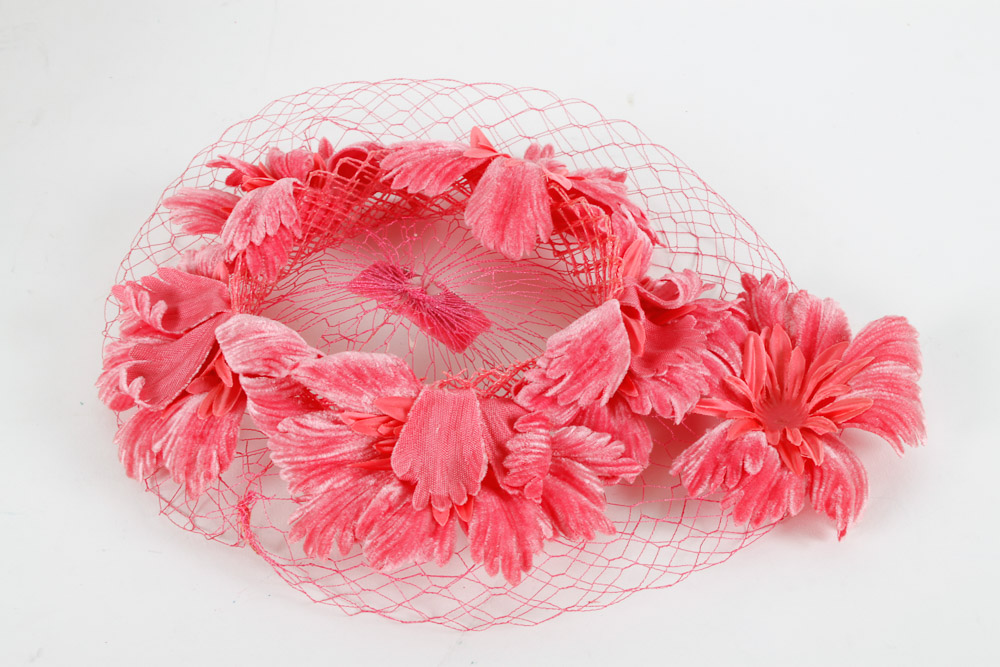 Trio of Vintage Fascinator Hats and Hat Box