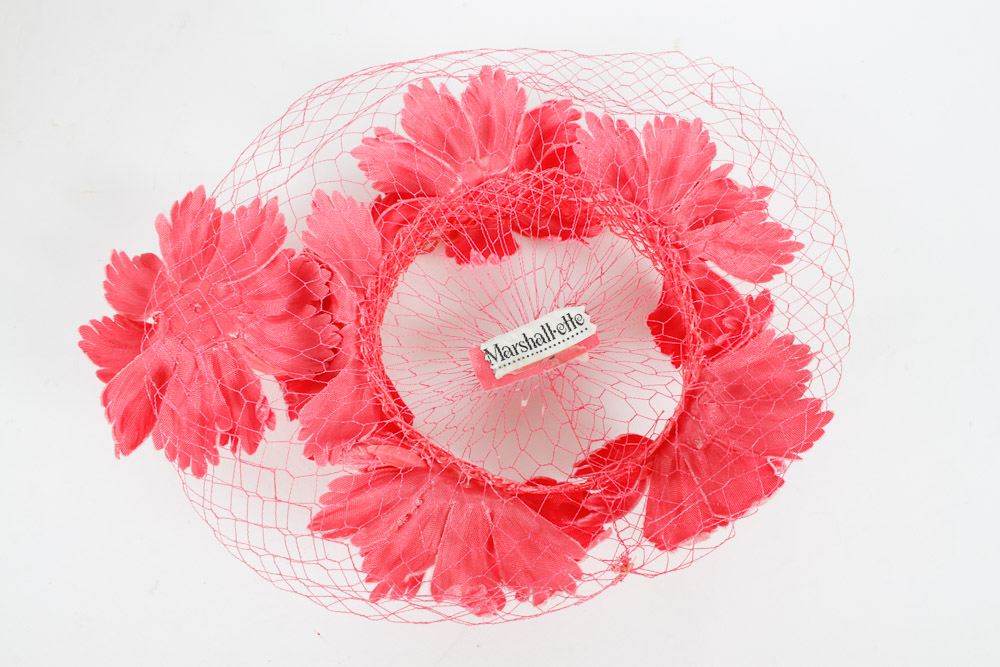 Trio of Vintage Fascinator Hats and Hat Box