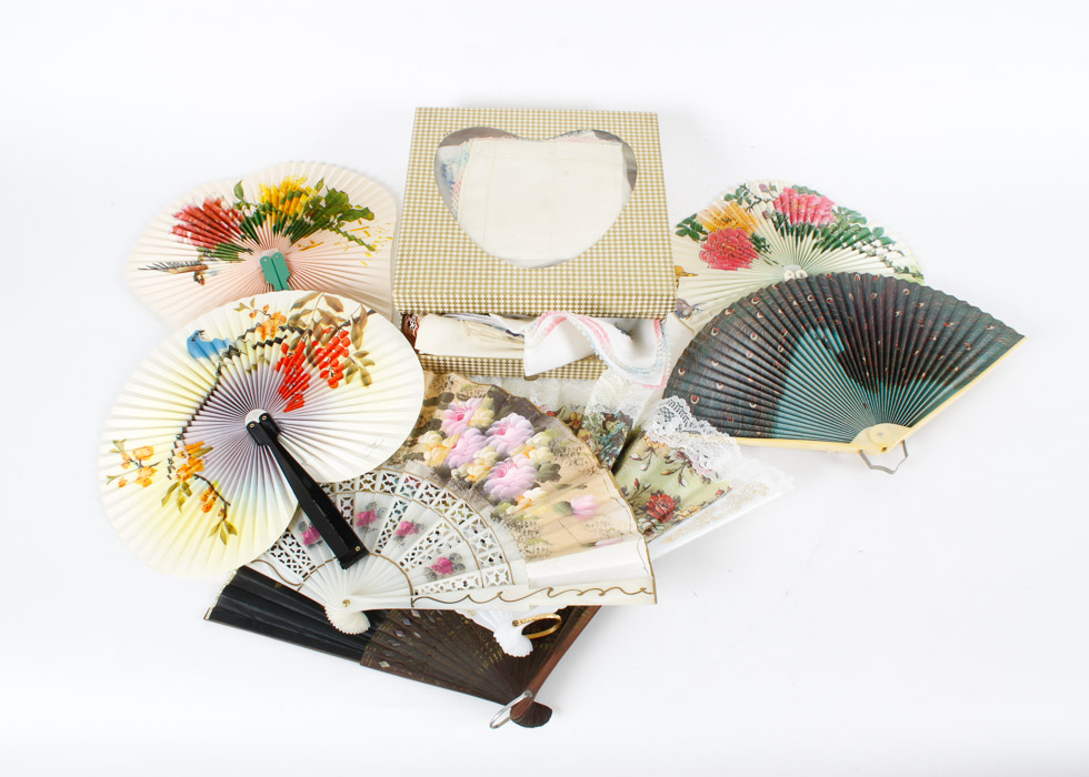 Vintage Embroidered Handkerchiefs and Fans