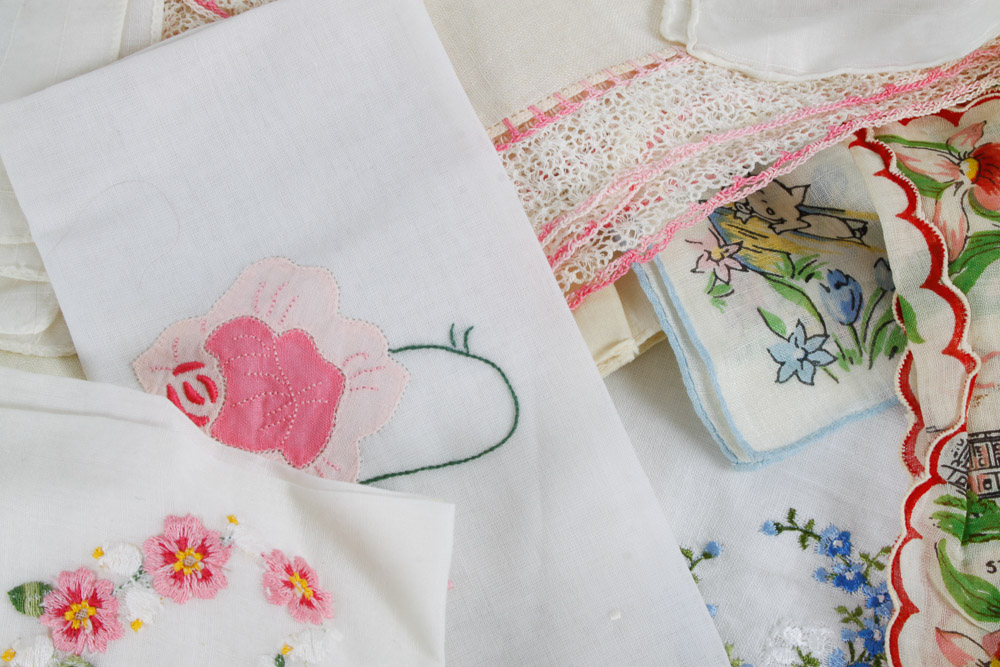 Vintage Embroidered Handkerchiefs and Fans
