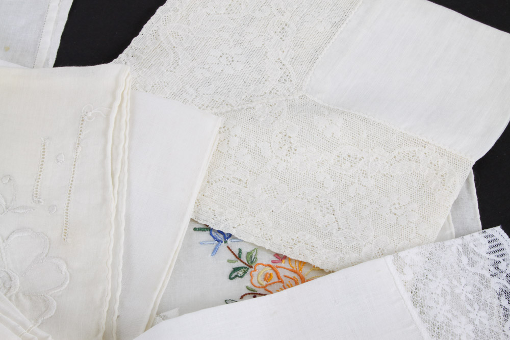 Vintage Embroidered Handkerchiefs and Fans