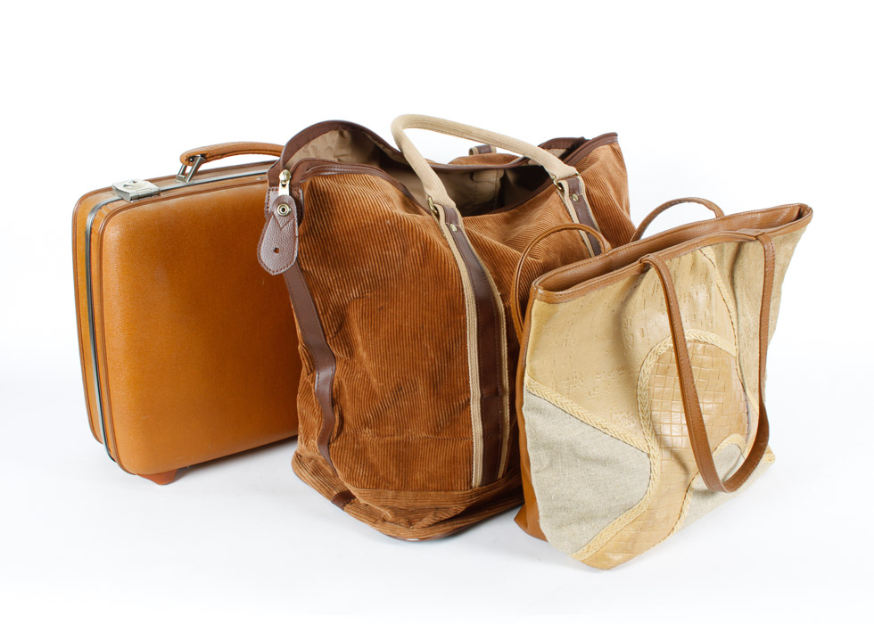 Vintage American Tourister Suitcase and Brown Bags