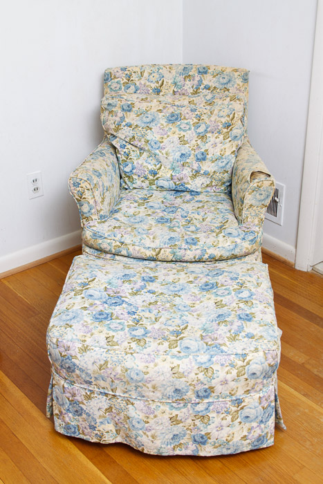 Vintage Armchair and Ottoman