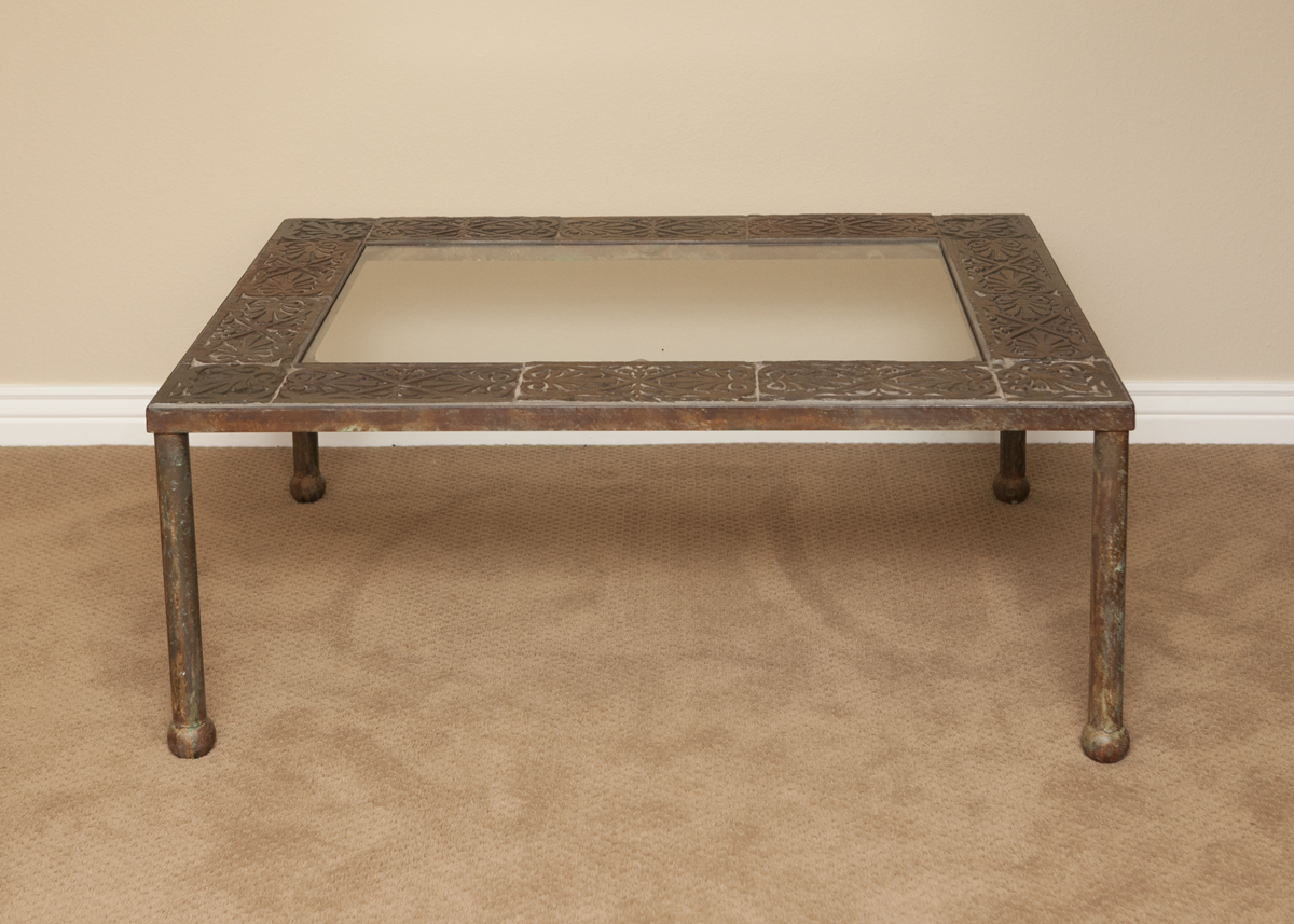 Glass and Stone Top Coffee Table