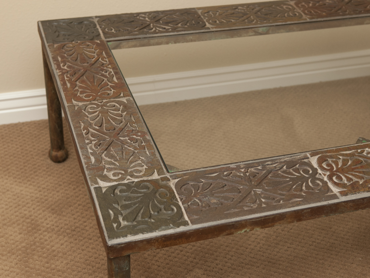 Glass and Stone Top Coffee Table