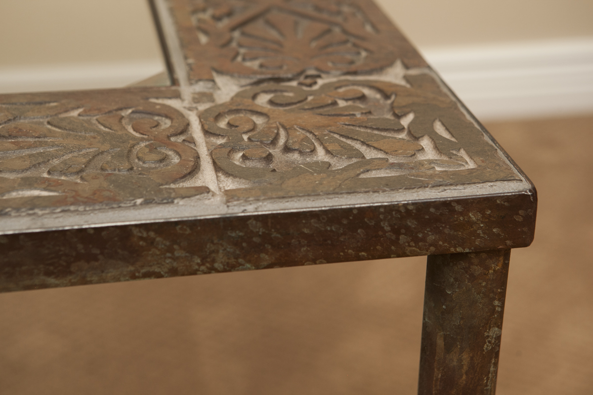 Glass and Stone Top Coffee Table