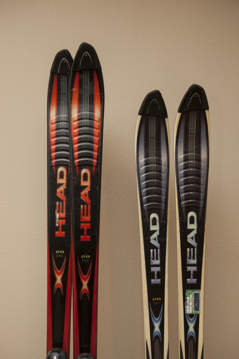 Two Pairs of Head Skis with Ski Holder