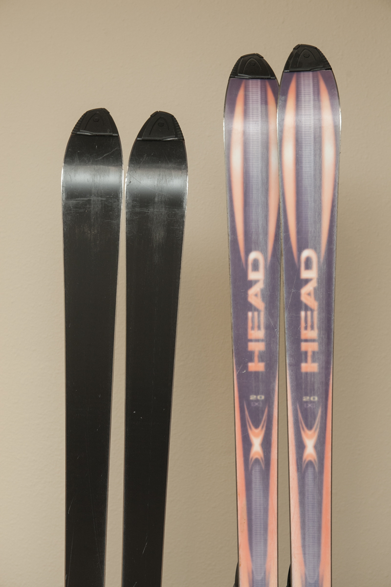 Two Pairs of Head Skis with Ski Holder