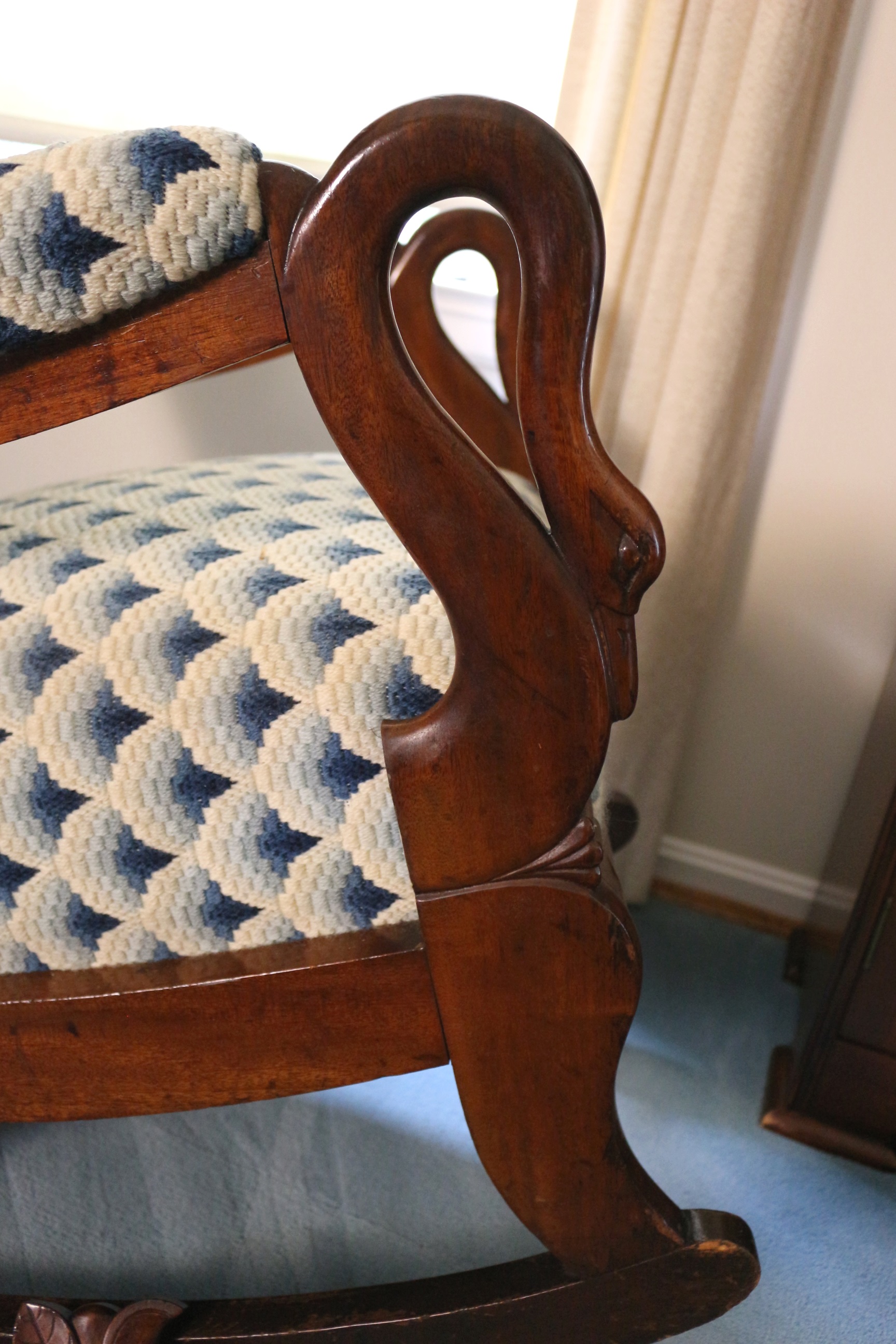 Swan Neck Rocking Chair with Ottoman