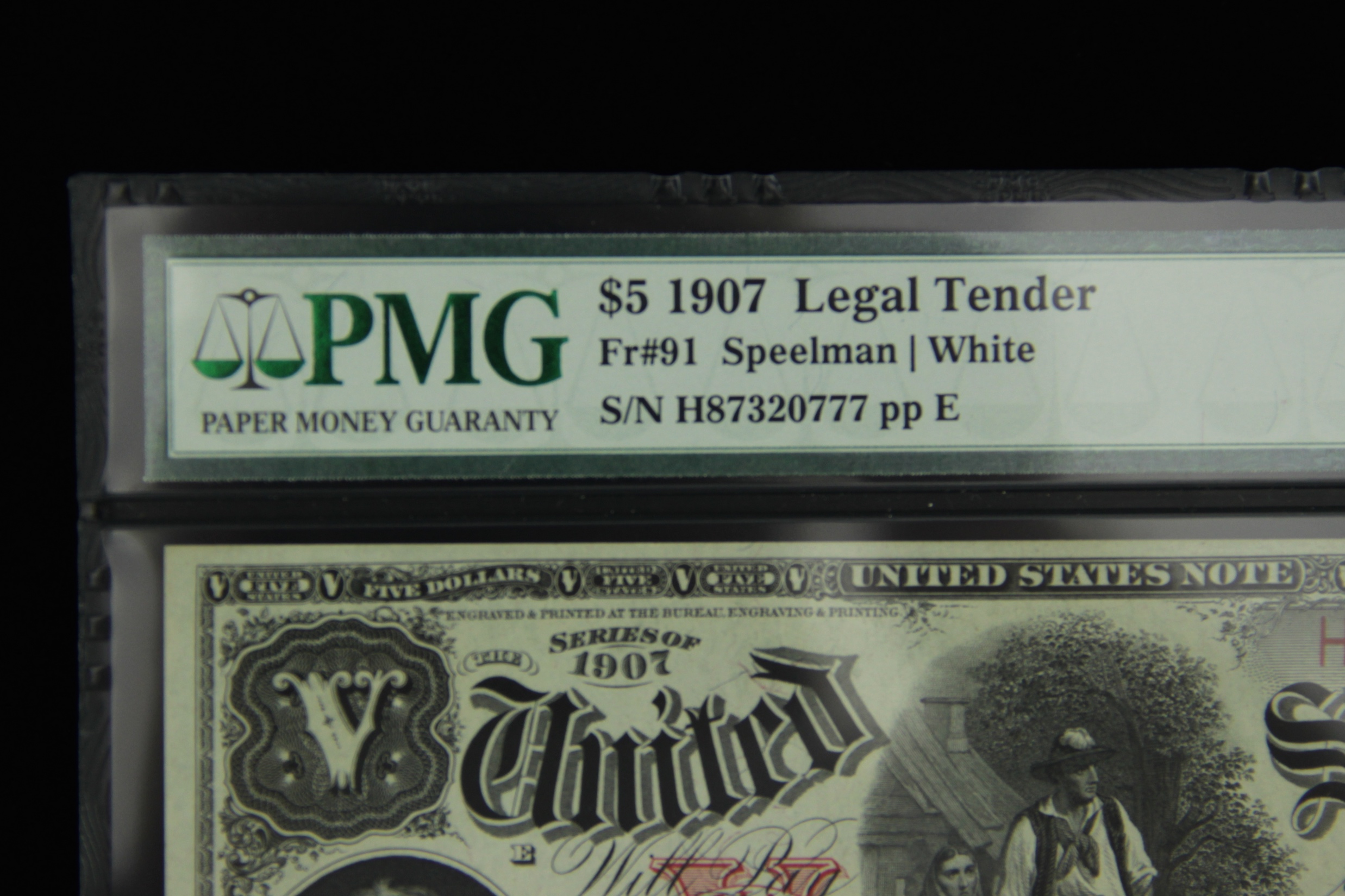 "Series of 1907" US Five Dollar "Woodchopper" Bill