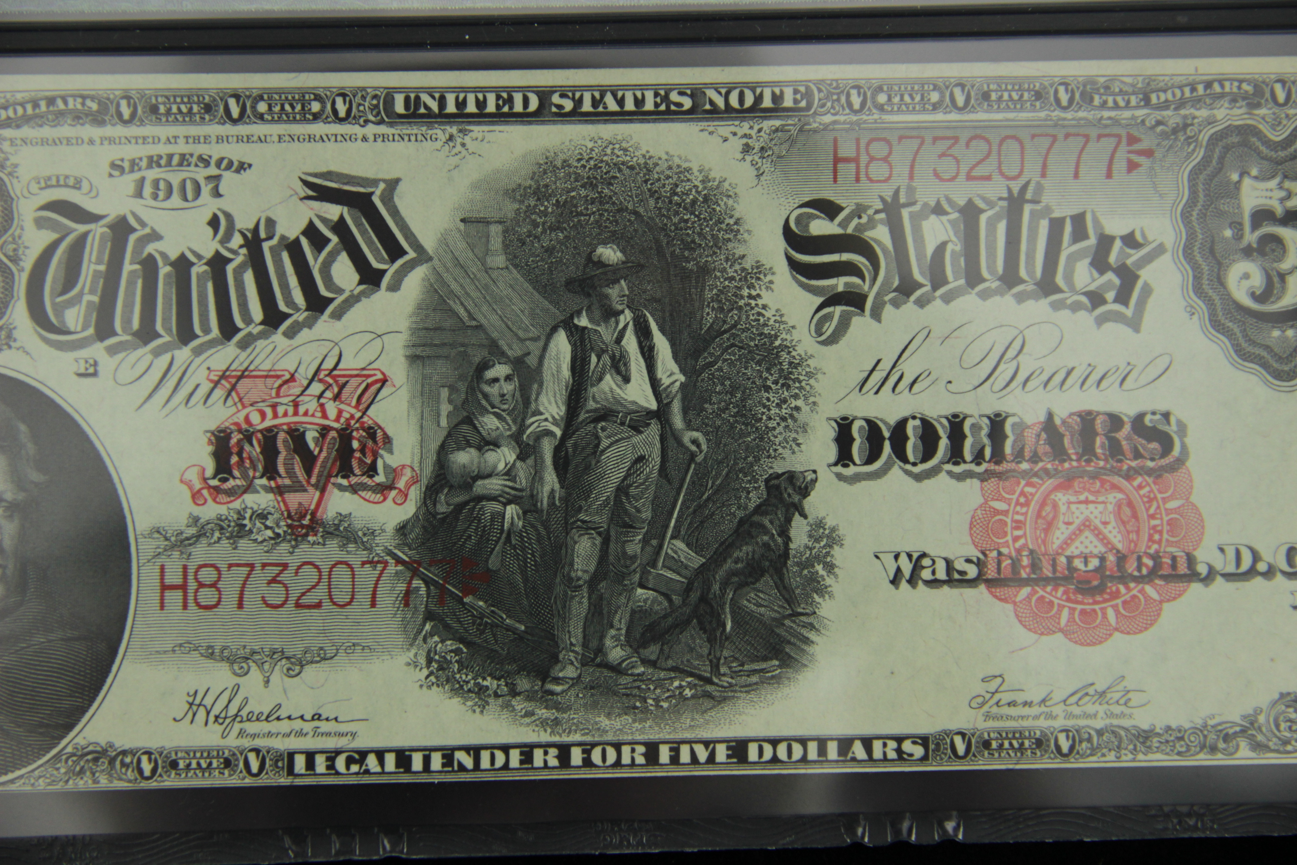"Series of 1907" US Five Dollar "Woodchopper" Bill